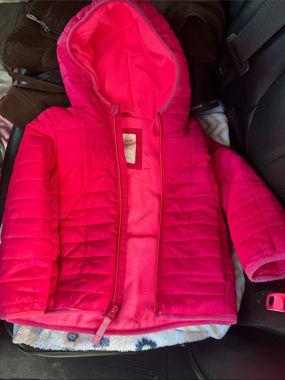 Cat & Jack Bright Pink Quilted Hooded Puffer Jacket